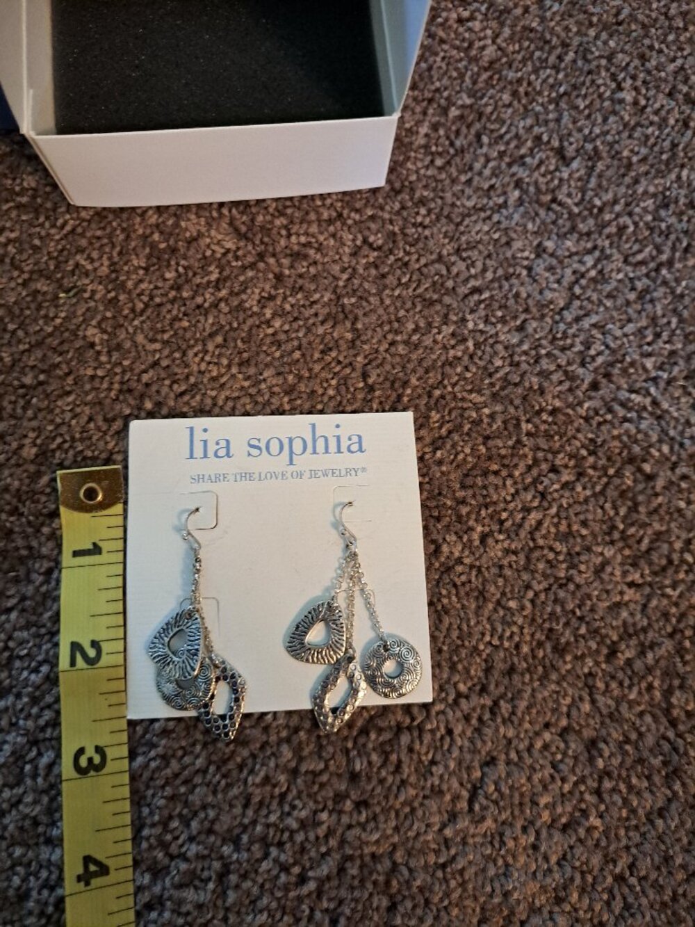 Lia Sophia "LOOPHOLE" silver-tone drop earrings,In Box - Picture 4 of 5